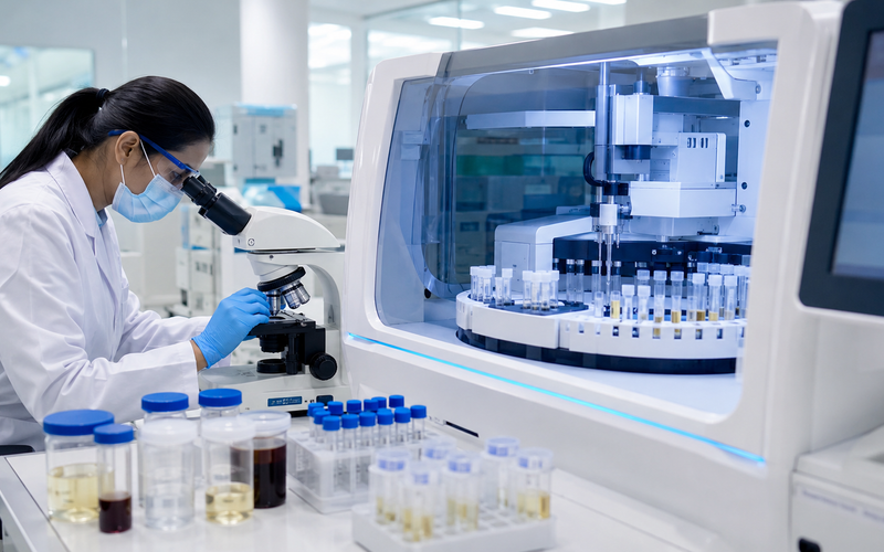 Fluidos corporais no analisador: quando o automático supera o olho humano — e quando não supera