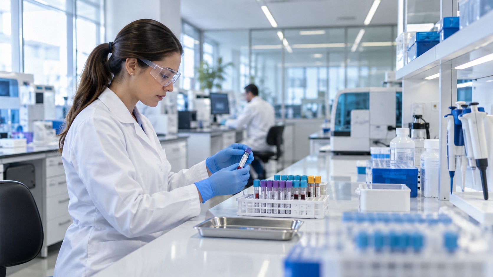 Profissional em laboratório de análises clínicas